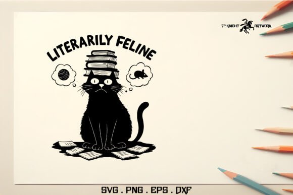 Funny Cat Svg Pt.5: A Bookish Embroidery Design for Feline Lovers